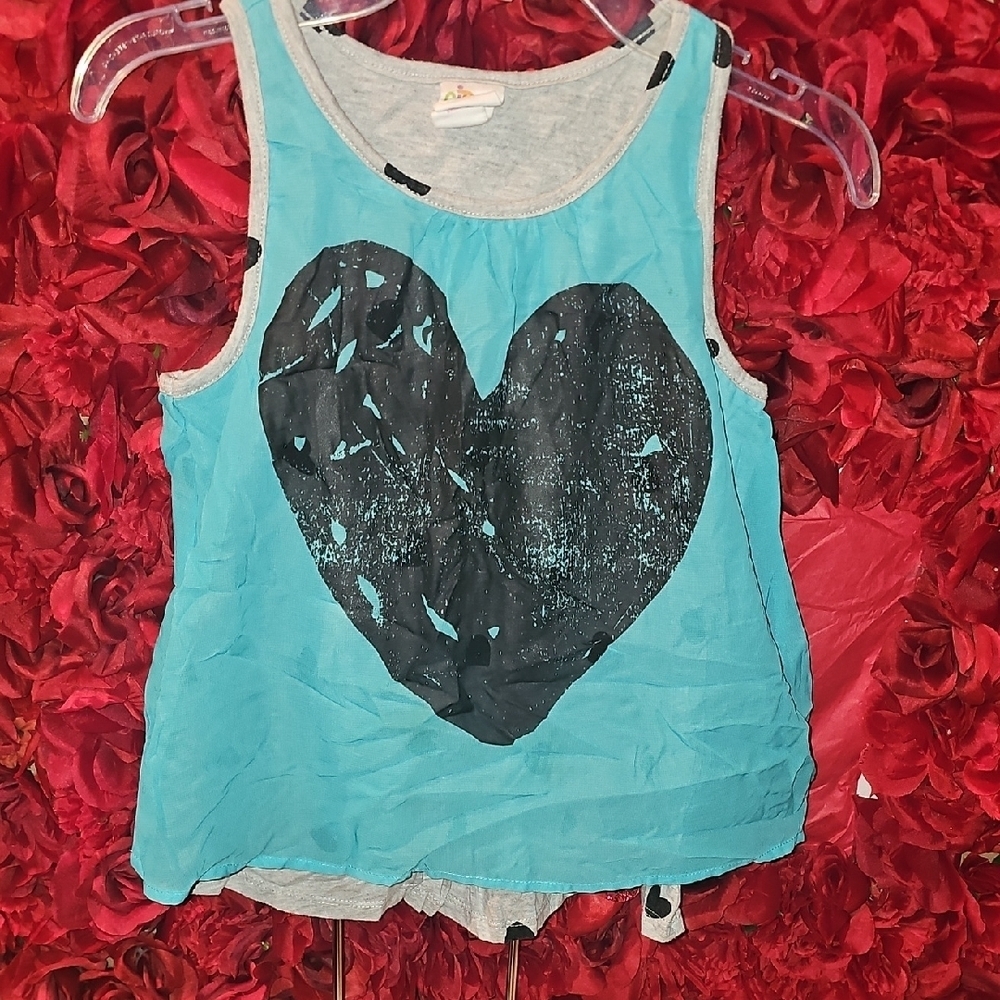 Circo Blue Sleeveless Graphic Layered Tank Size 7/8